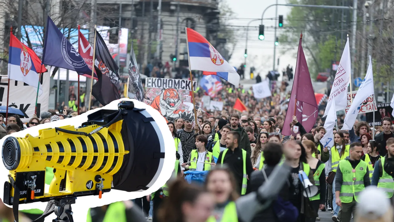 Кадри показват момента, породил подозренията за звуковото оръдие срещу протестиращите в Белград (ВИДЕО)