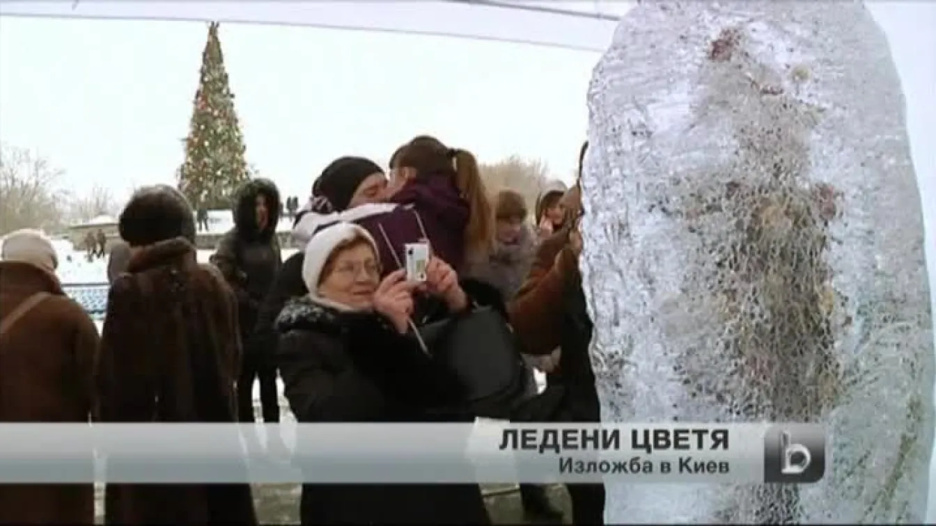 Ледени цветя в центъра на Киев