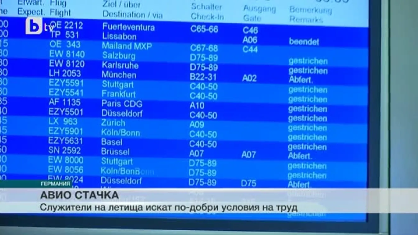 110 000 засегнати от стачка на три големи германски летища