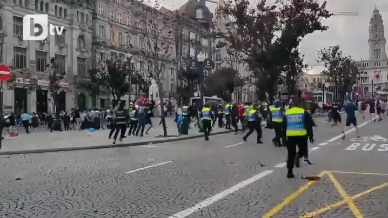 Задържаха трима англичани след сблъсъци с полицията в Порто (ВИДЕО)