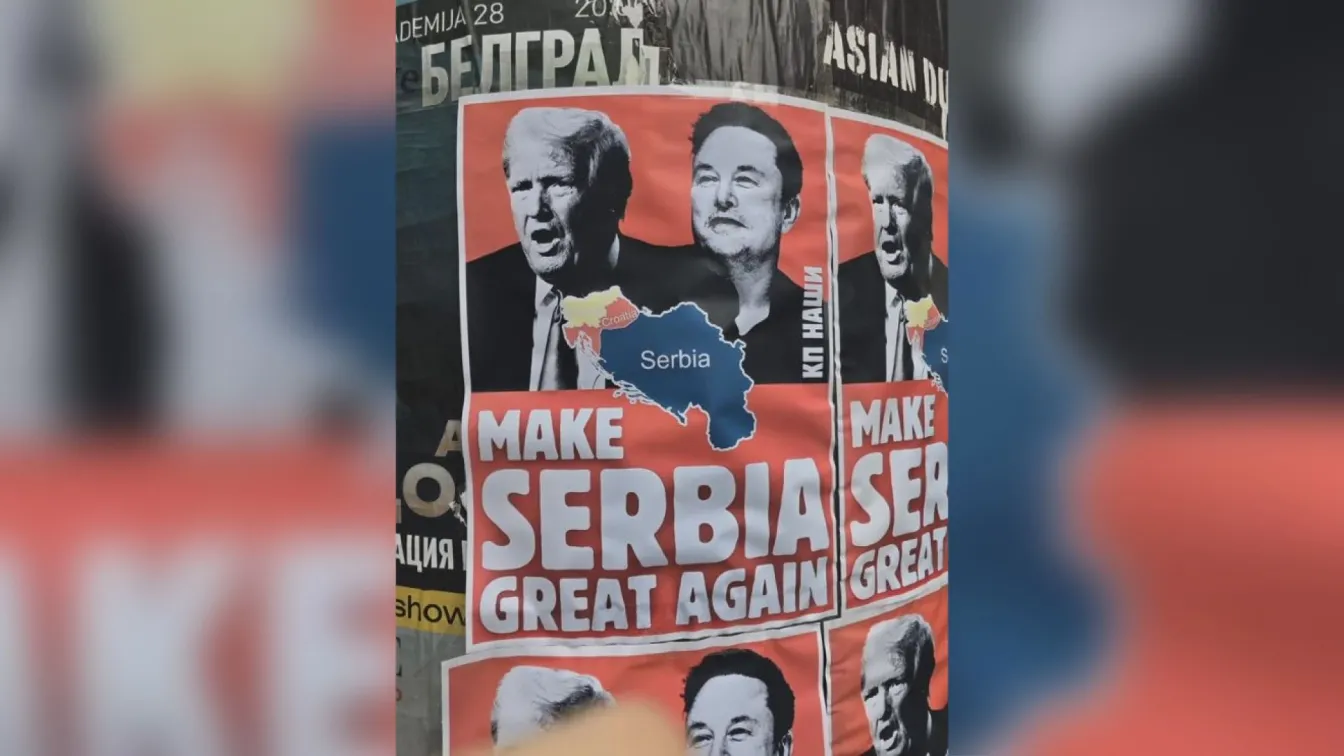 Make Serbia Great Again: Плакати с Доналд Тръмп и Илон Мъск се появиха по улиците на Белград (ВИДЕО)