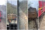 Влак дерайлира след удар в скали край Мъглиж (СНИМКИ)