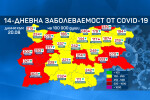 Общата заболеваемост от COVID-19 за страната спада