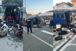 След преследване и катастрофа в курортното село Лозенец: Задържаха бус, пълен с мигранти