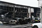Пожар в база за продажба и съхраняване на автомобили, 50 от тях са с щети (СНИМКИ)