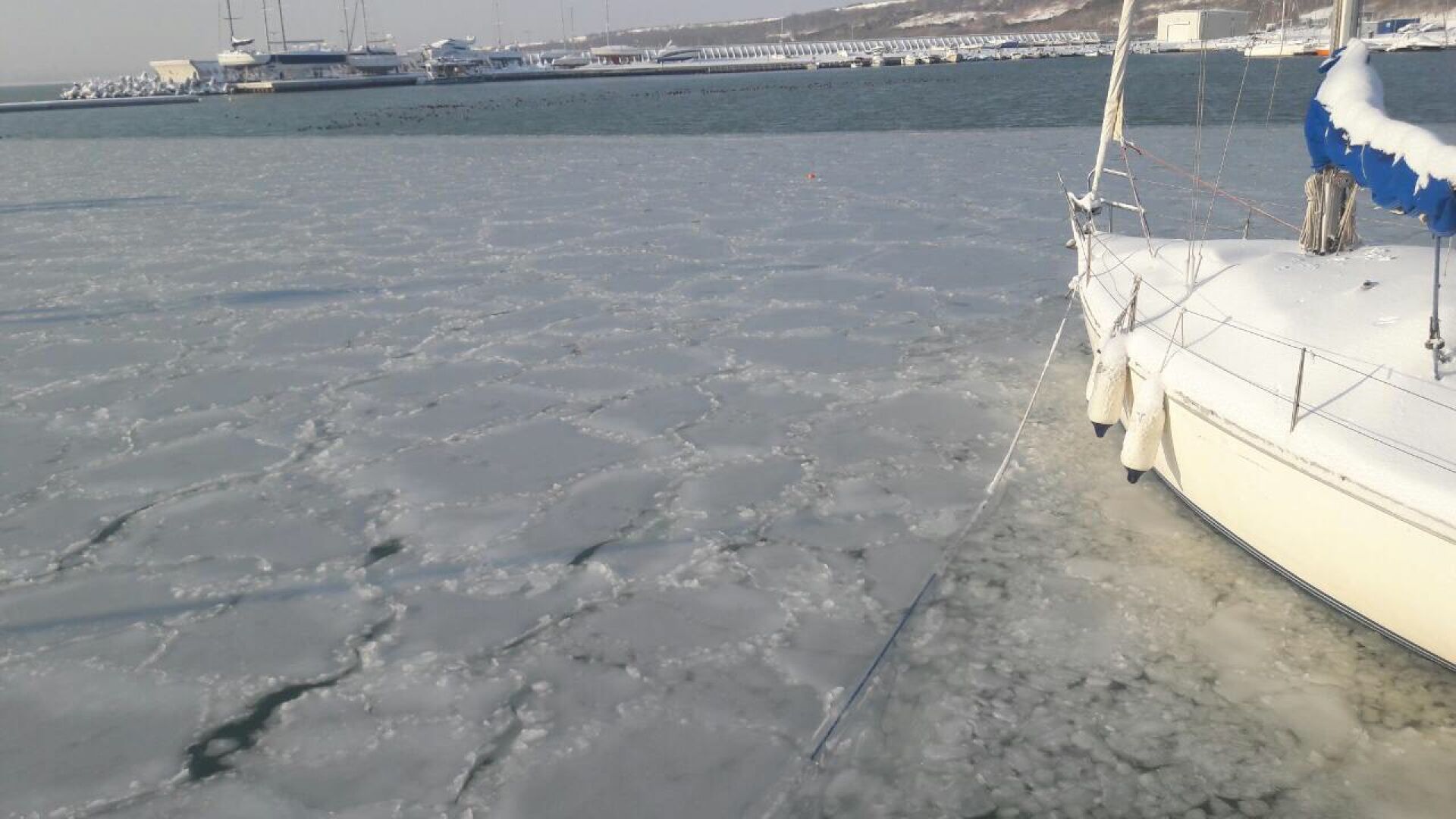 Рядък феномен: Морето в Бургас замръзна