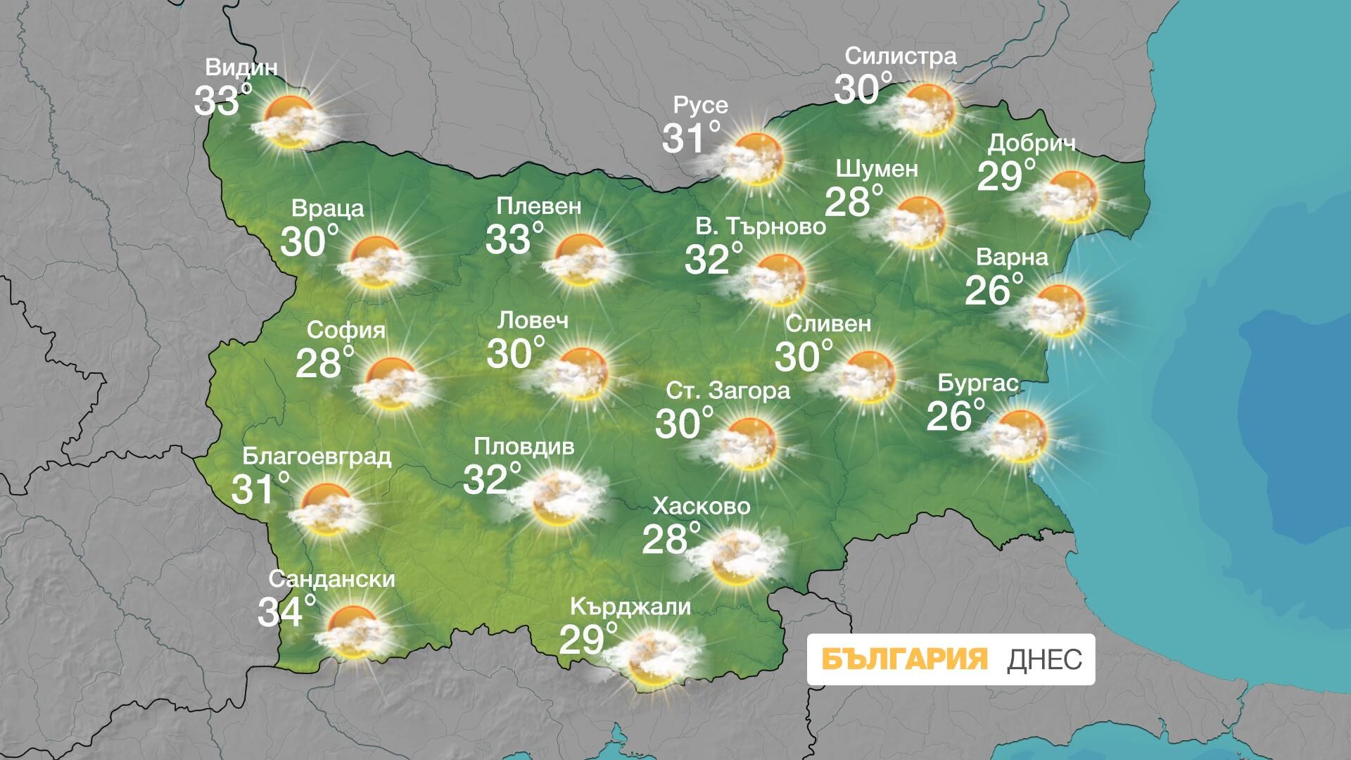 Горещо и слънчево ще е времето днес