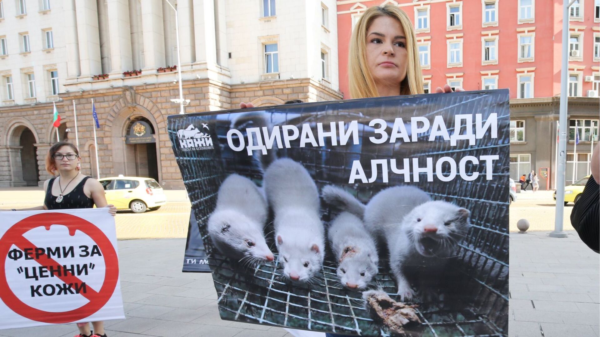 Протест за забрана на фермите за ценни кожи пред МС (ВИДЕО И СНИМКИ)