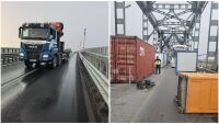 Буря събори фургон на Дунав мост, движението беше блокирано