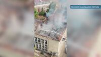 Пожар изпепели покрива на бивш техникум в Монтана (ВИДЕО)