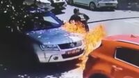 Задържаха заподозрян за палежа на двете коли пред българското посолство в Скопие (ВИДЕО)