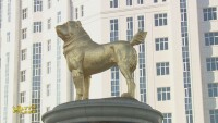 Издигнаха позлатен монумент на порода куче в Туркменистан