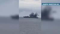 Нови кадри показват горящия контейнеровоз край Шабла, ударен от три морски дрона (ВИДЕО)