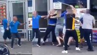 Масов бой между семейства със саби, ножове и метални тръби пред дюнерджийница