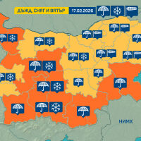 Опасно време във вторник: Значителни валежи от сняг и дъжд в половин България
