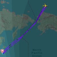 Самолет летя 14 часа от Токио... до Токио 