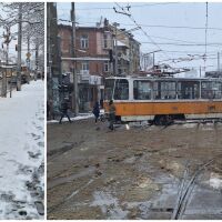 Снежна София под блокада: Трамвай дерайлира на на бул. „Христо Ботев“