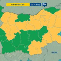 Опасно силен вятър за 17 области в четвъртък