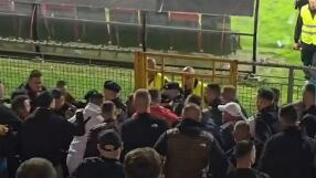 Хаос в Босна - окървавен фен прекъсна мач (ВИДЕО)