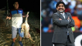 Марадона като Стоичков – позира с ловен 