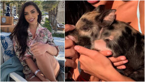 Малко преди Коледа: Айлин от „Ергенът“ храни прасета със своя любим (ВИДЕО)