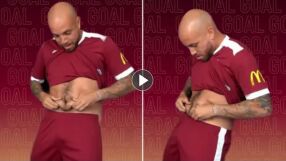 Пъпът ми говори: Това ли е най-странната радост след гол? (ВИДЕО)