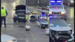 Челен удар с патрулка в центъра на София (ВИДЕО)