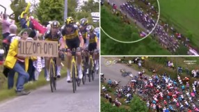 Фенка с картонен надпис предизвика масово падане на Тур дьо Франс (ВИДЕО)
