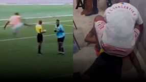 Биха съдя до безсъзнание. Футболистите празнуват около него (ВИДЕО)