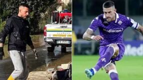 За пример: Капитанът на Фиорентина чисти кал след наводнение