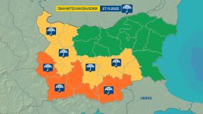 Облачно и с интензивни валежи ще бъде времето утре