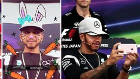 Люис Хамилтън се забавлява на пресконференция, смъмриха го (ВИДЕО)