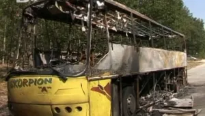 Полски автобус изгоря на пътя Бургас-Варна