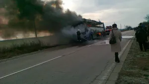  Автобус се запали по линията София-Силистра, няма пострадали