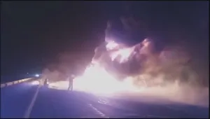 Тир се запали на АМ „Тракия” в района на Пловдив (ВИДЕО)