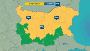 Предупреждение за силен вятър в 20 области от страната на 3 февруари
