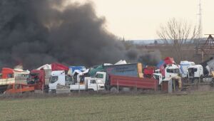Пожар в автоморга в Ямбол