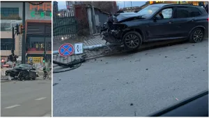 Мощен джип се заби в стълб на тротоар на бул. „Черни връх“ в София (СНИМКИ)