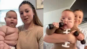 14-килограмово бебе на 5 месеца стана хит в TikTok, след като майката публикува видеа