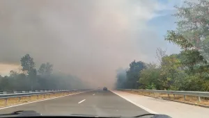 Път в Карловско е затворен заради пожар