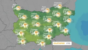 Дъжд, гръмотевици и по-ниски температури в следобедните часове