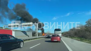Горящ камион на магистрала „Тракия“ (СНИМКИ)