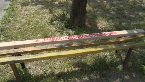 БСП нашари градинка с лозунги и емблеми
