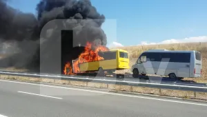 Камион се запали на АМ „Струма” (ВИДЕО)