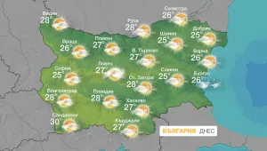 Слънце на запад, облаци и дъжд на изток