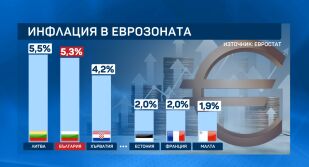 България е с втората най-висока инфлация в еврозоната