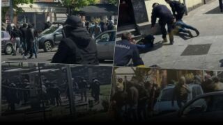 Сръбски фенове се млатят преди дербито. Чува ли се стрелба? (ВИДЕО)
