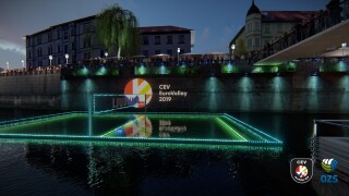 Волейбол на река за загрявка за европейското