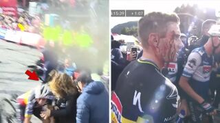 Жена сцепи главата на герой във Вуелтата (ВИДЕО)