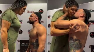 Битка на половете: ММА боец целуна огромна съперничка (ВИДЕО)